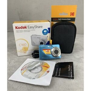 Kodak Easyshare C160 Digital Camera Blue 9.2MP 3X Zoom Box Case SD Card WORKS